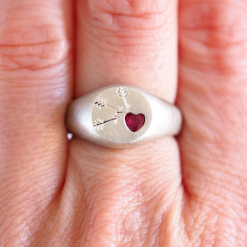 Ruby Heart Signet Ring, 4 of 7