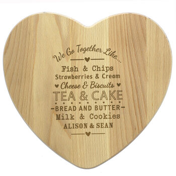Personalised We Go Together Like Heart Chopping Board, 3 of 4