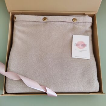 Sand Beige 100% Cashmere Button Poncho Gift Boxed, 9 of 11
