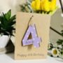 Personalised 4th Birthday No. Four Wooden Keepsake Card, thumbnail 1 of 2