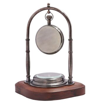 Personalised Bronze 8th Anniversary Desk Clock With Compass, 5 of 10