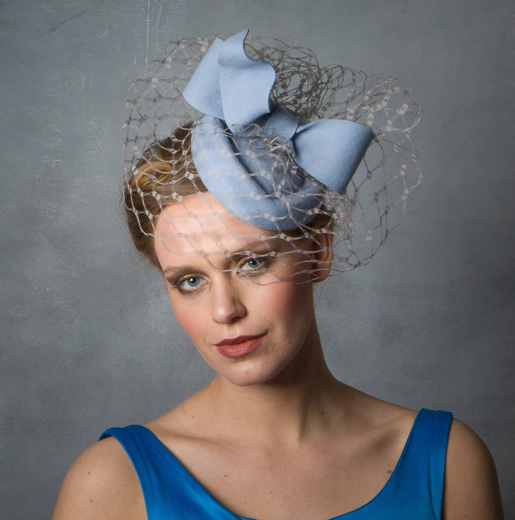 Baby Blue Pillbox Hat With Bow, 1 of 4