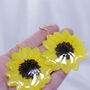 Real Sunflower Sterling Silver Or Gold Plated Earrings, thumbnail 10 of 12