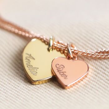 Personalised Double Heart Charm Bracelet, 5 of 12