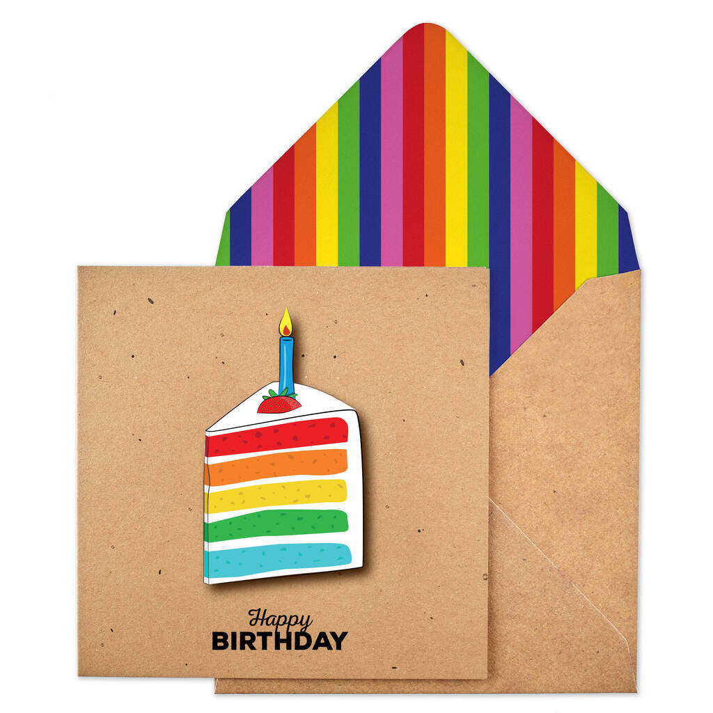 Handmade Rainbow Birthday Cake Personalised Card, 1 of 5