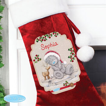 Personalised Me To You Reindeer Luxury Red Stocking, 2 of 4