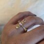 Pearl Cross Ring In 18k Gold Gemstone Cocktail Ring, thumbnail 1 of 10