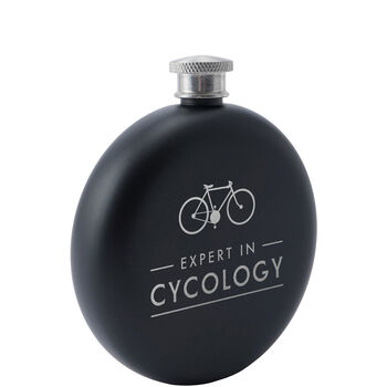 Dapper Chap 'Expert In Cycology' Black 6oz Hip Flask, 3 of 4