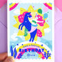 Personalised Mermaid Unicorn Happy Birthday Card, thumbnail 3 of 6