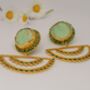 Chrysoprase Earrings, Green Onyx Silver Earrings, thumbnail 3 of 4