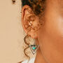 Infinity Trikona Turquoise Silver Earrings, thumbnail 3 of 10