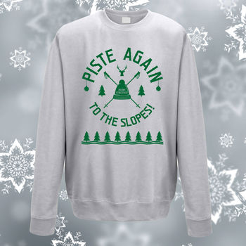 Piste Again Logo Adults Christmas Skiing Sweatshirt, 5 of 12