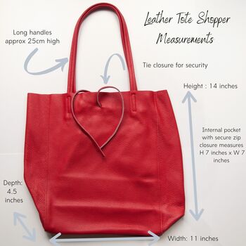 Red Leather Tote Shopper, 8 of 10