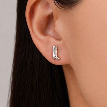 Cowboy Boot Stud Earrings In Sterling Silver, 6 of 12