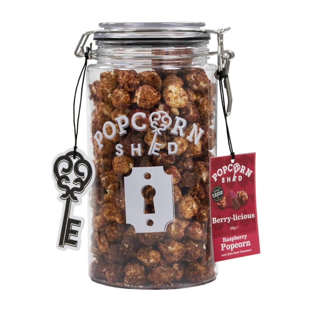 Raspberry And Chocolate Gourmet Popcorn Gifting Jar By Popcorn Shed