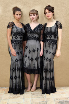 Black And Ivory Lace Bridesmaids Dresses, 2 of 11