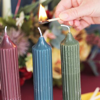 Coloured Pillar Candles With Ribbed Detail, 2 of 5