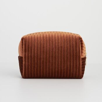 Rust Corduroy Velvet Cosmetics Pouch, 3 of 5