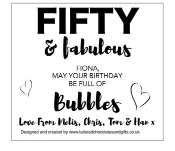 Personalised 50th Prosecco Gift Label Nifty, 4 of 4