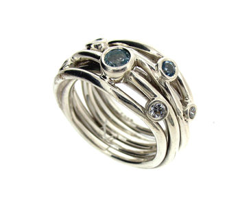 Sterling Silver Aquamarine Coil Ring, 3 of 6