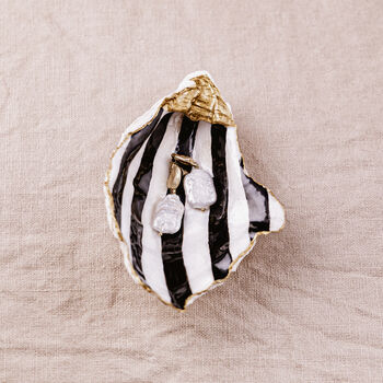 Hand Painted Stripe Oyster Shell Trinket Dish, 2 of 5