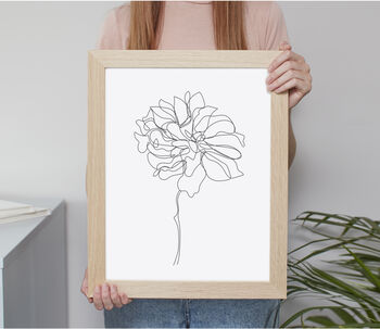 Set Of Three Black And White Floral Line Art Prints, 2 of 5