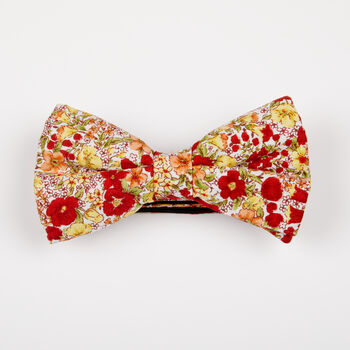 Mens Orange And Red Floral Bow Tie, 2 of 6