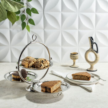 Silver Foldable Solid Copper Two Tier Serving Stand, 2 of 8