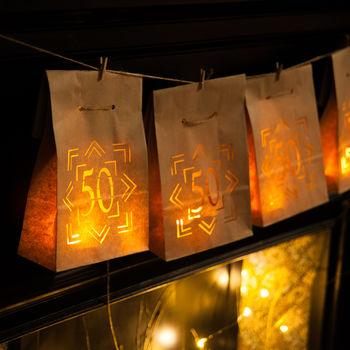Three Paper Lantern Bags 50th Birthday Party Farolitos, 4 of 8