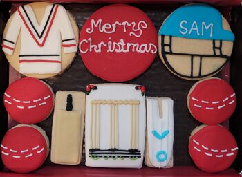 Personalised Cricket Biscuit Tin For Father's Day Birthdays, Thank You, Good Luck, Retirement, Well Done, Congratulations, Get Well, 9 of 12