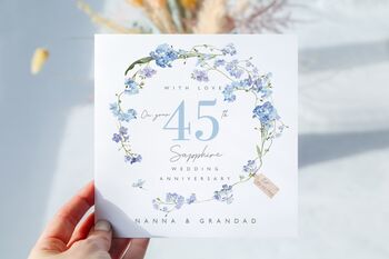 45th Sapphire Wedding Anniversary Card *Fully Personalised, 2 of 2