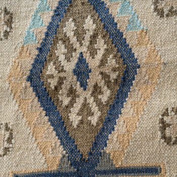 Handmade Bohemian Blue Handloom Kilim Rug, Runner, 6 of 7