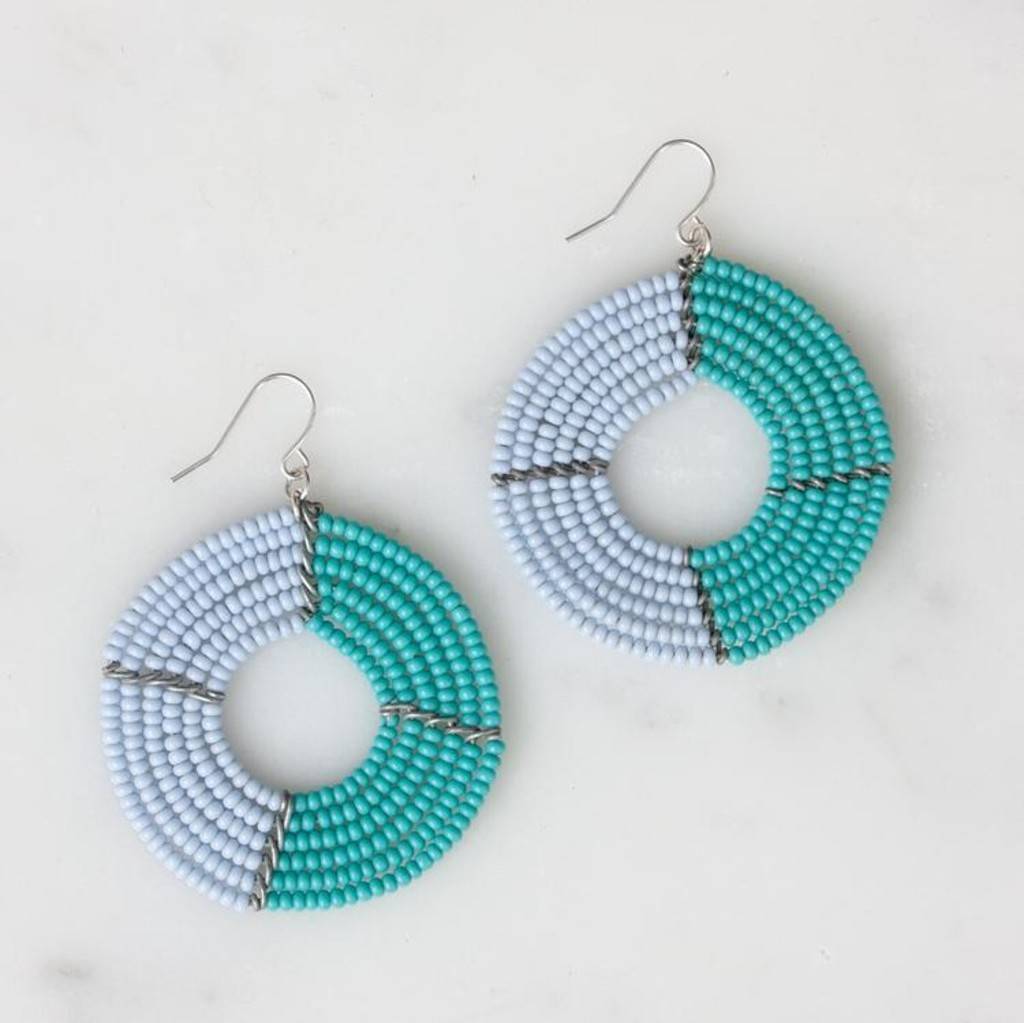 Ngare Beaded Earrings, Beadworks Kenya Jewellery By Bohemia