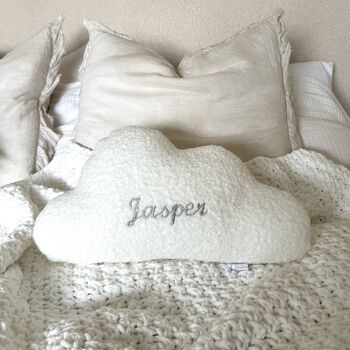 Personalised Boucle Cloud Cushion Baby Gift Nursery Decor, 2 of 2