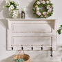 White Wooden Wall Shelf With Hooks, thumbnail 1 of 5