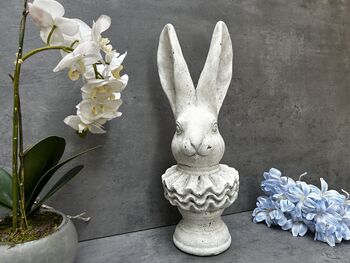 37cm Off White Stone Effect Rabbit Bust Statue Ornament, 9 of 12
