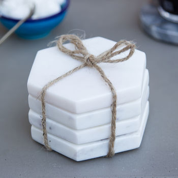 White Marble Coaster Sets Various Styles, 5 of 8