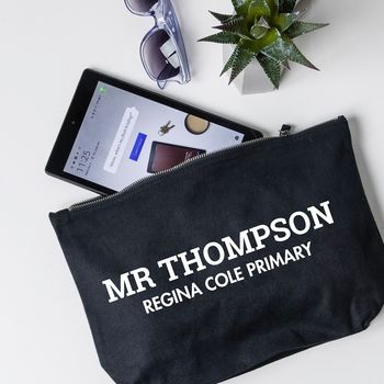 Personalised Teacher Gift Accessory Pouch Text Design, 4 of 5