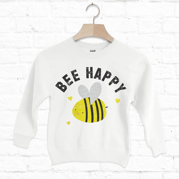 Bee Happy Children's Slogan Sweatshirt, 3 of 4