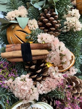 Dried Flower And Pine Foliage Handmade Christmas Wreath, 3 of 4