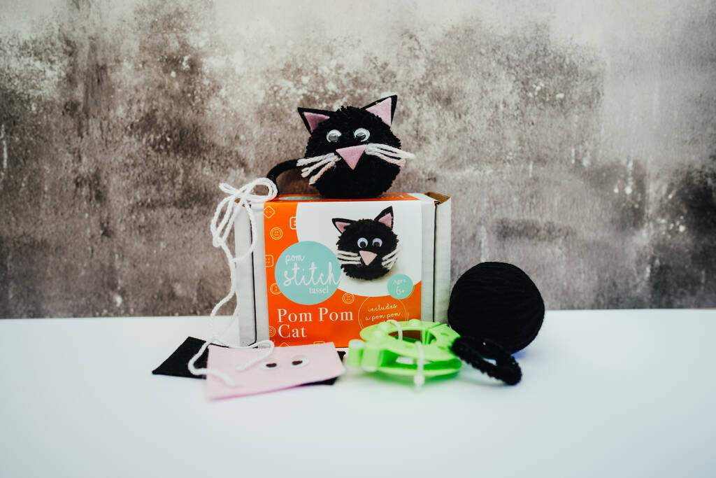 Halloween Pom Pom Cat Craft Kit, 1 of 3