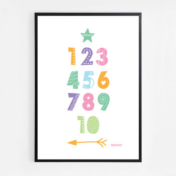 Numbers Multi Scandi Nursery Print, 3 of 5