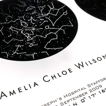 Personalised Twin Metallic Star Map Print, 4 of 7