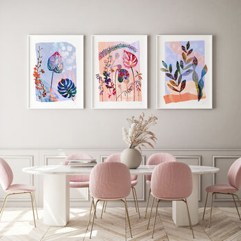 Pink Tropical Flower And Leaf Art Print, 2 of 8