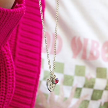Child's Initial Heart And Birthstone Necklace, 7 of 12