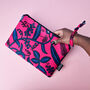 Large African Print Zip Pouch | Pink Omolara Print, thumbnail 1 of 5