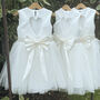 Sparkly Ankle Length Flower Girl Dress With Large Bow – Tulle Party And Wedding Dress UK, thumbnail 1 of 6