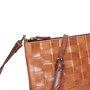 Alex Handwoven Tan Cross Body Leather Clutch Bag, thumbnail 3 of 5