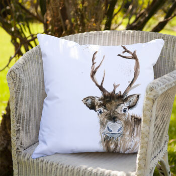 Inky Reindeer Outdoor Cushion For Garden Furniture, 4 of 8
