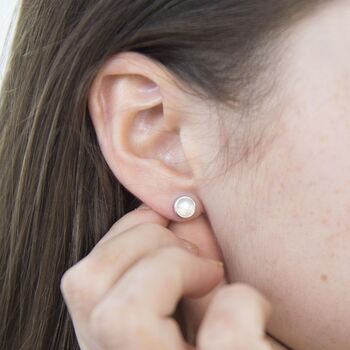 Moonstone Silver Stud Earrings, 4 of 7